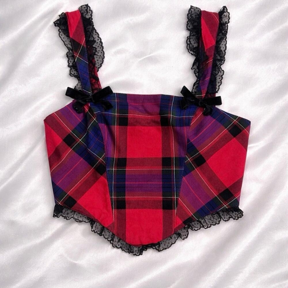 Kimchi Blue Perfectly Precious Plaid Bustier Top Urban Outfitters Size S